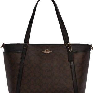 Coach Signature Dark Brown Tote